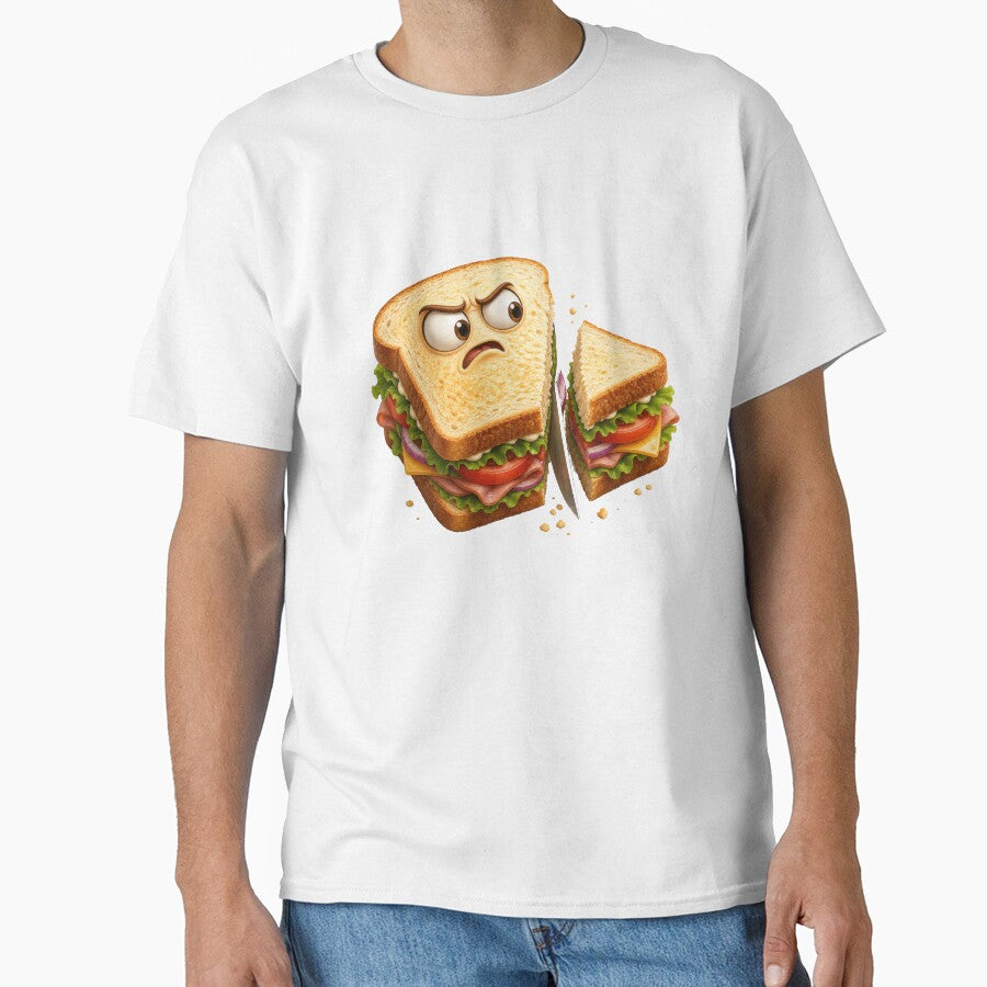 Angry Sandwich Sliced in Half Funny Food Art by jgvisualarts