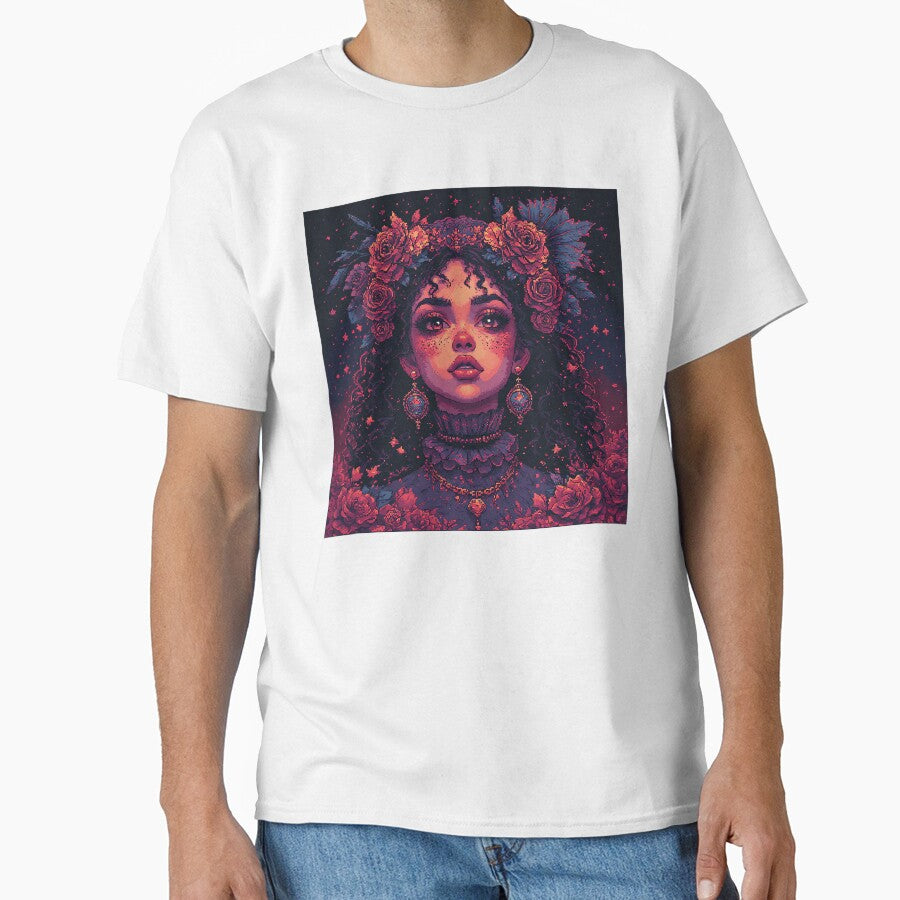 Retro Beautiful Girl Red Flowers by jimcaza