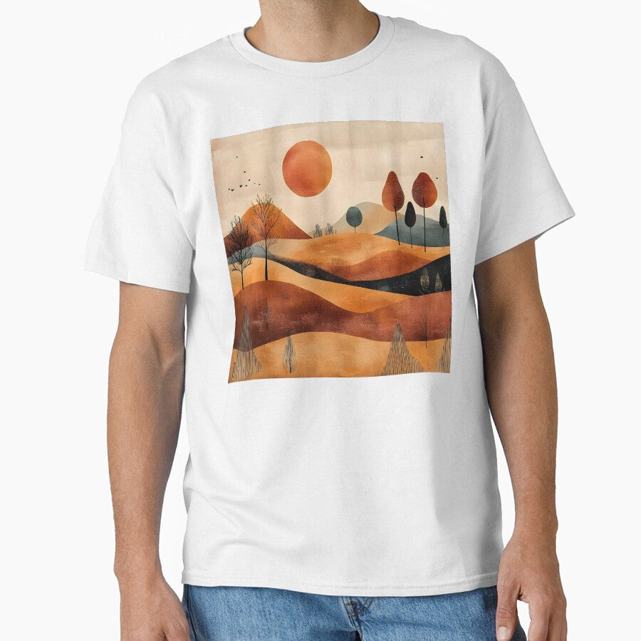 Boho Mountain Landscape Golden Ginger Hues Sunrise Abstract by DEC02