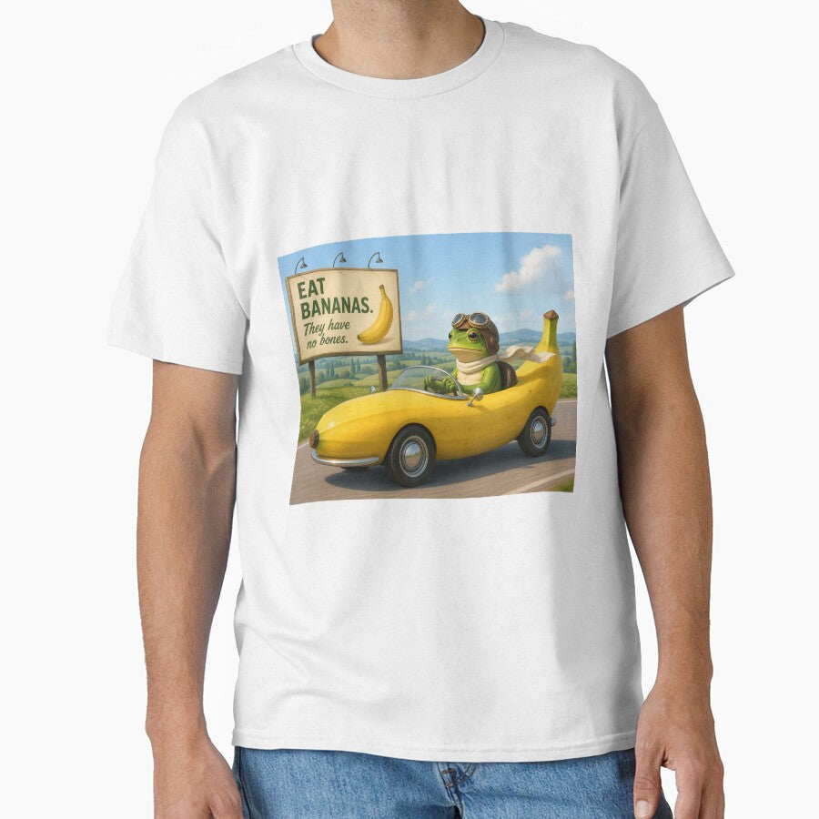 Banana Mobile Frog Shirt | Absurd Meme Frog Driving Banana Car Tee by SleepyLlamaClothes