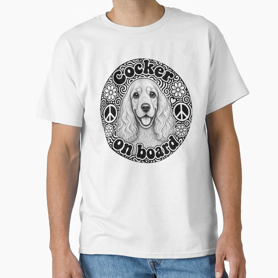 sticker "Cocker on board" Hippie dog, peace by barbastyle