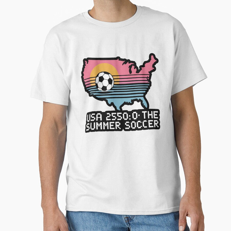 Retro Vaporwave USA Soccer 2026 Map Summer of Football by PixelWaveBD