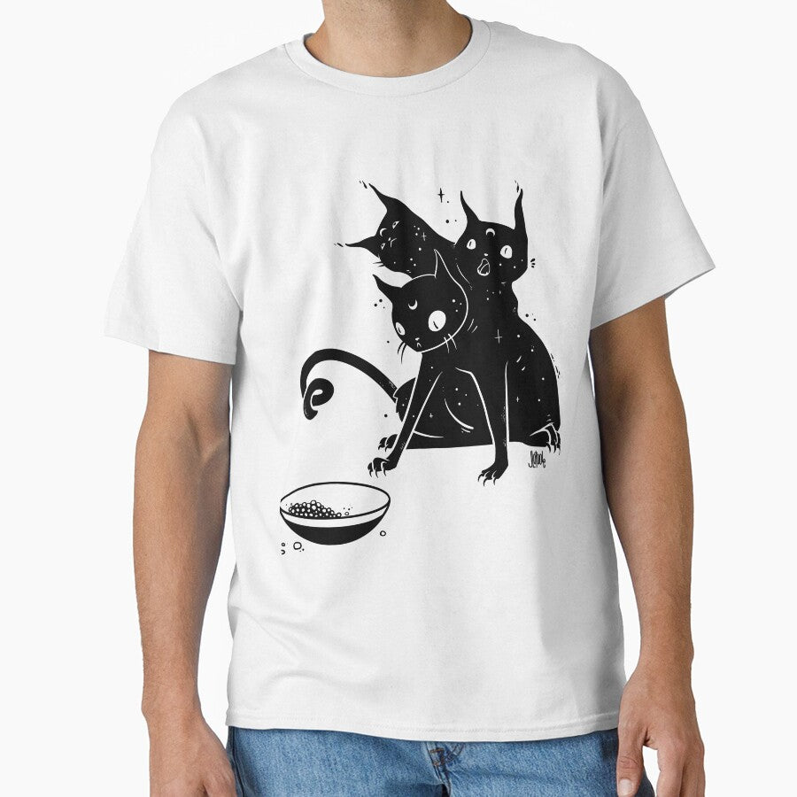 Creepy Cute Three Headed Black Cat Artwork by cellsdividing