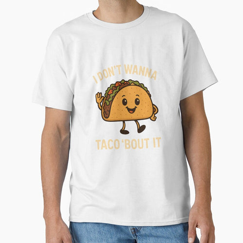 "Funny Taco Quote Shirt - I Don't Wanna Taco 'Bout It - Retro Cute Food Pun Tee" by Cgriffin18