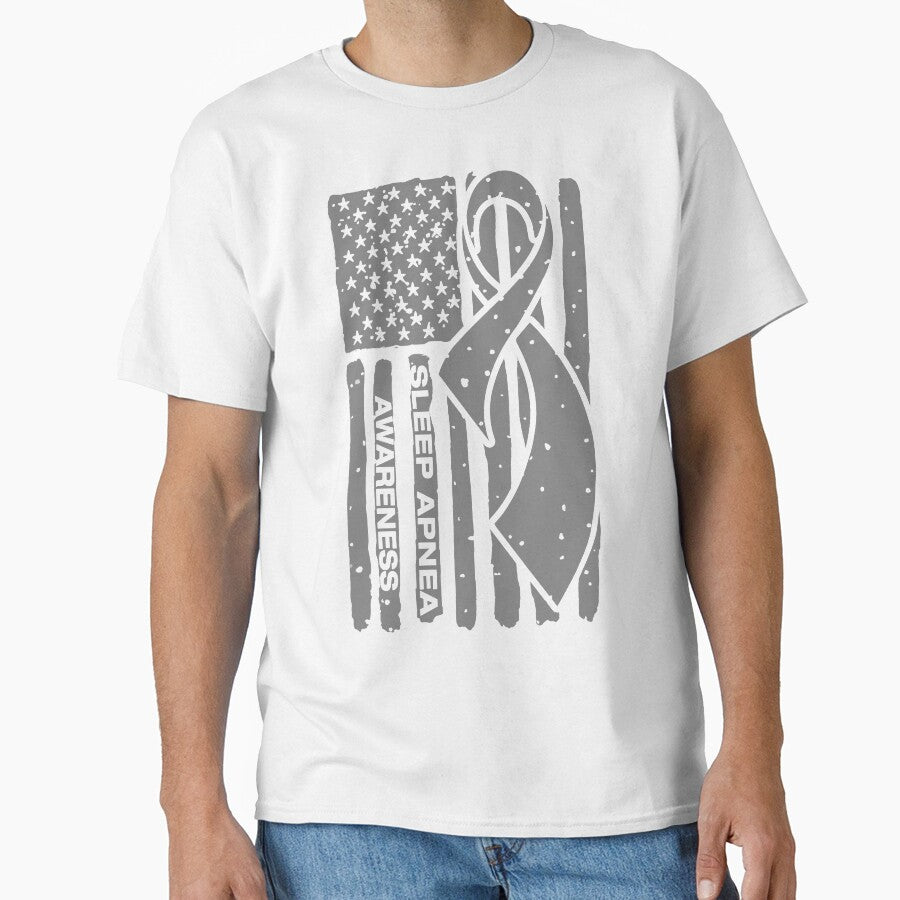 Sleep Apnea Awareness Ribbon American Flag by Tadmab