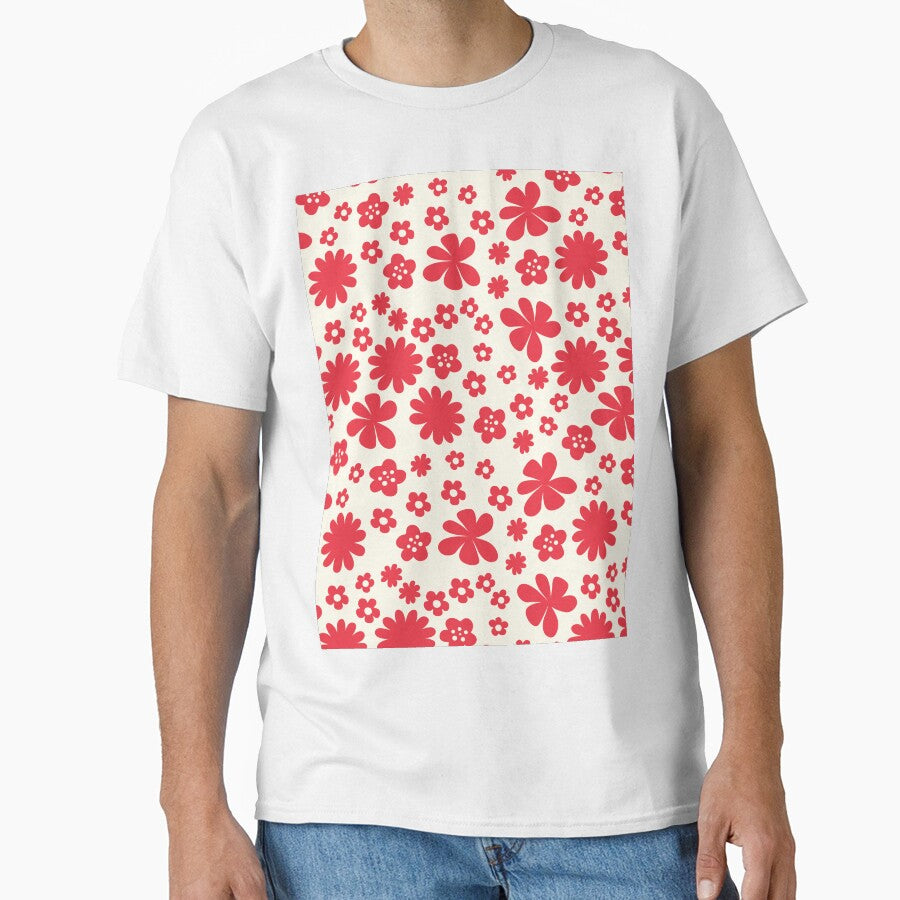 RED CREAM FLOWER POWER MODERN BOHO AESTHETICS by blomastudios