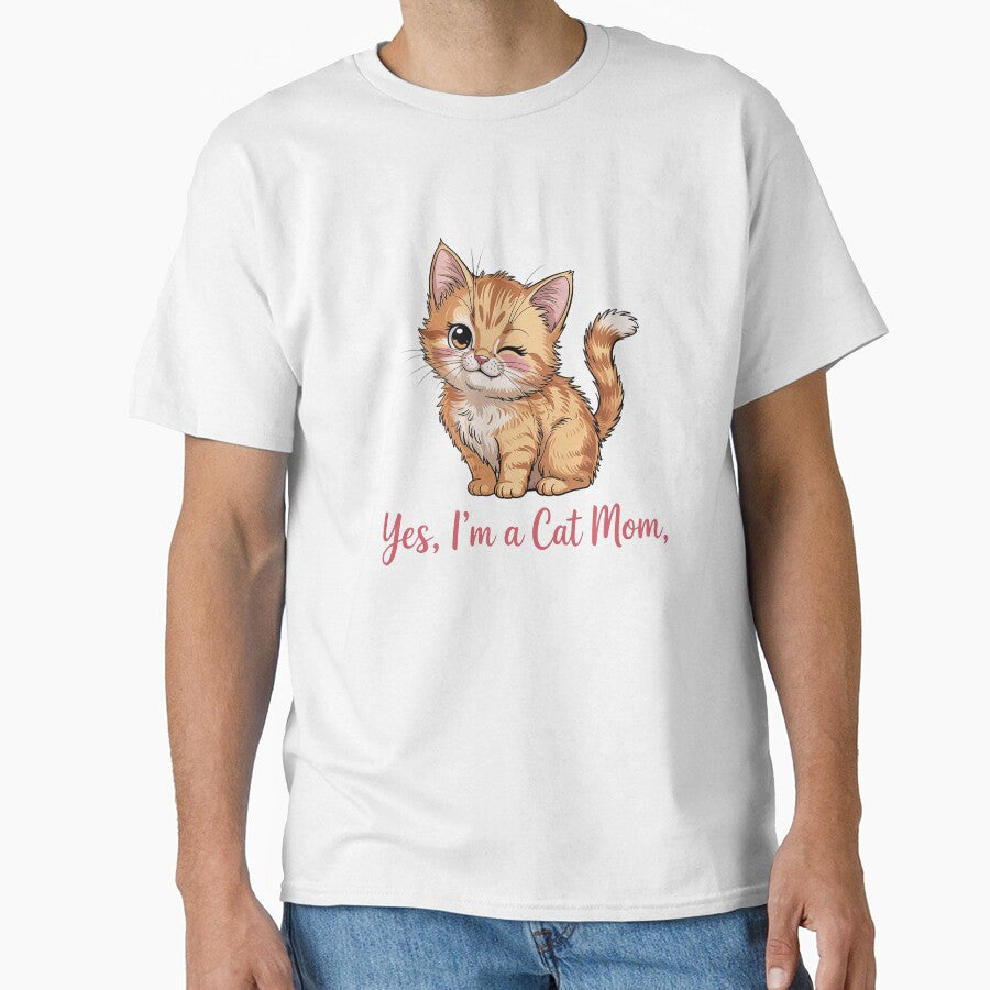 Cute Cat Mom Illustration – Yes I’m a Cat Mom Kitten Lover Gift by Cool-cat-art