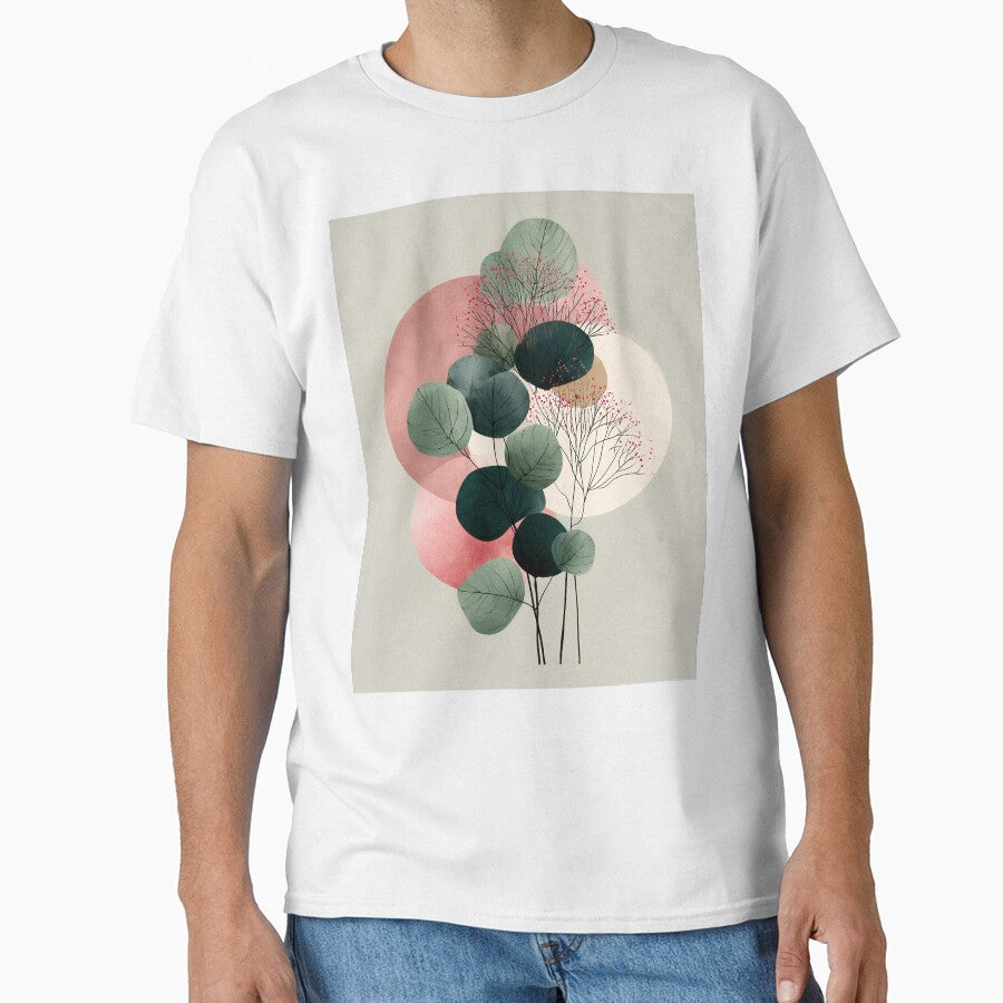 Boho Botanical Collage Eucalyptus Dusty Rose Circles by daila70