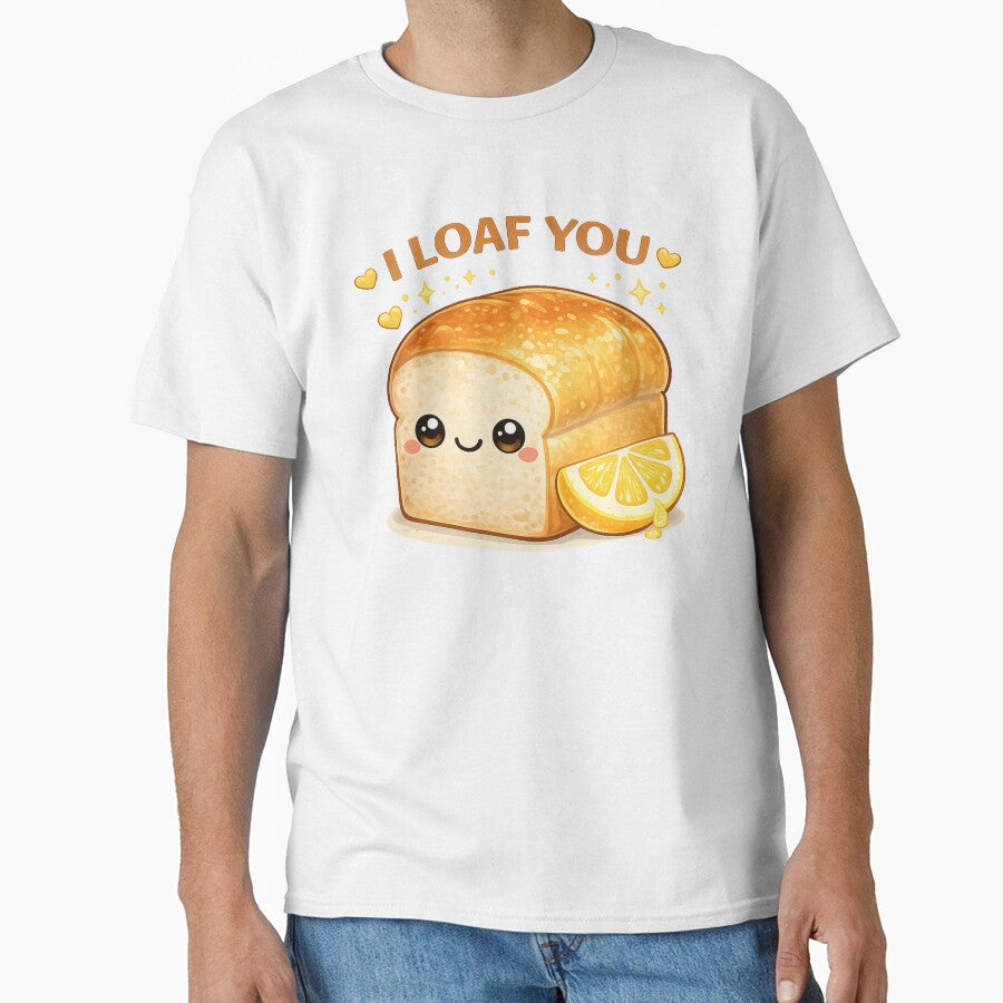 I Loaf You Cute Bread Pun Shirt by Papier Atelier Art