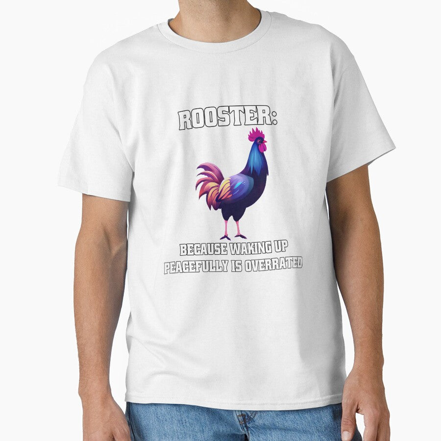 Funny Chicken Farmer Humor Rooster Because Waking Up Peacefully Is Overrated. by fantasticdesign