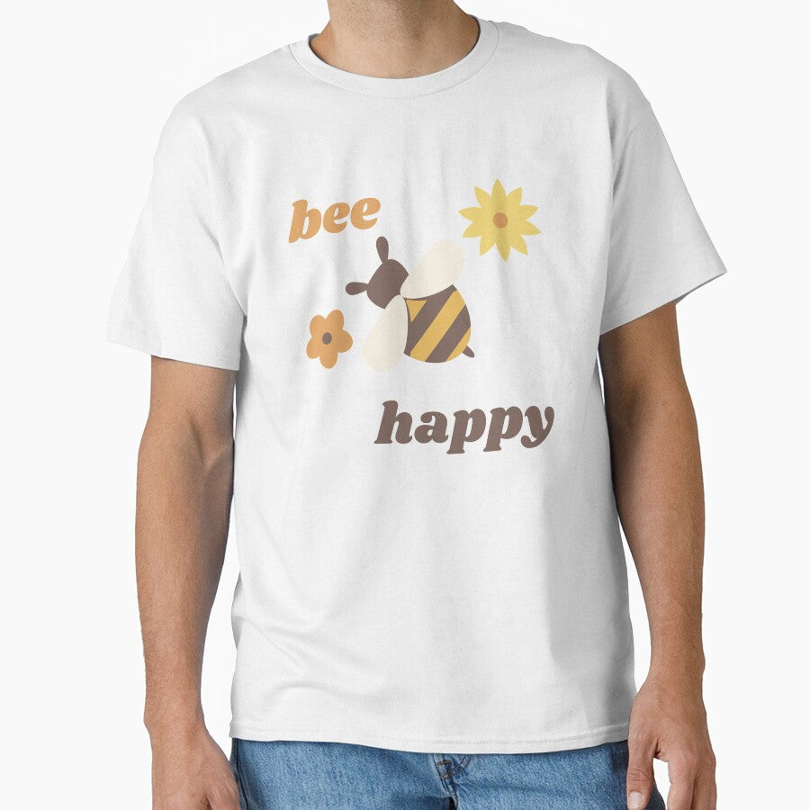 Happy bee and some flowers minimalist image by CleanDecor