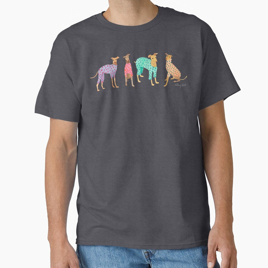 Greyhounds whippets in Pyjamas Pyjamas Cute funny Sighthound Dog Lover Gift tee by Hillary Holt