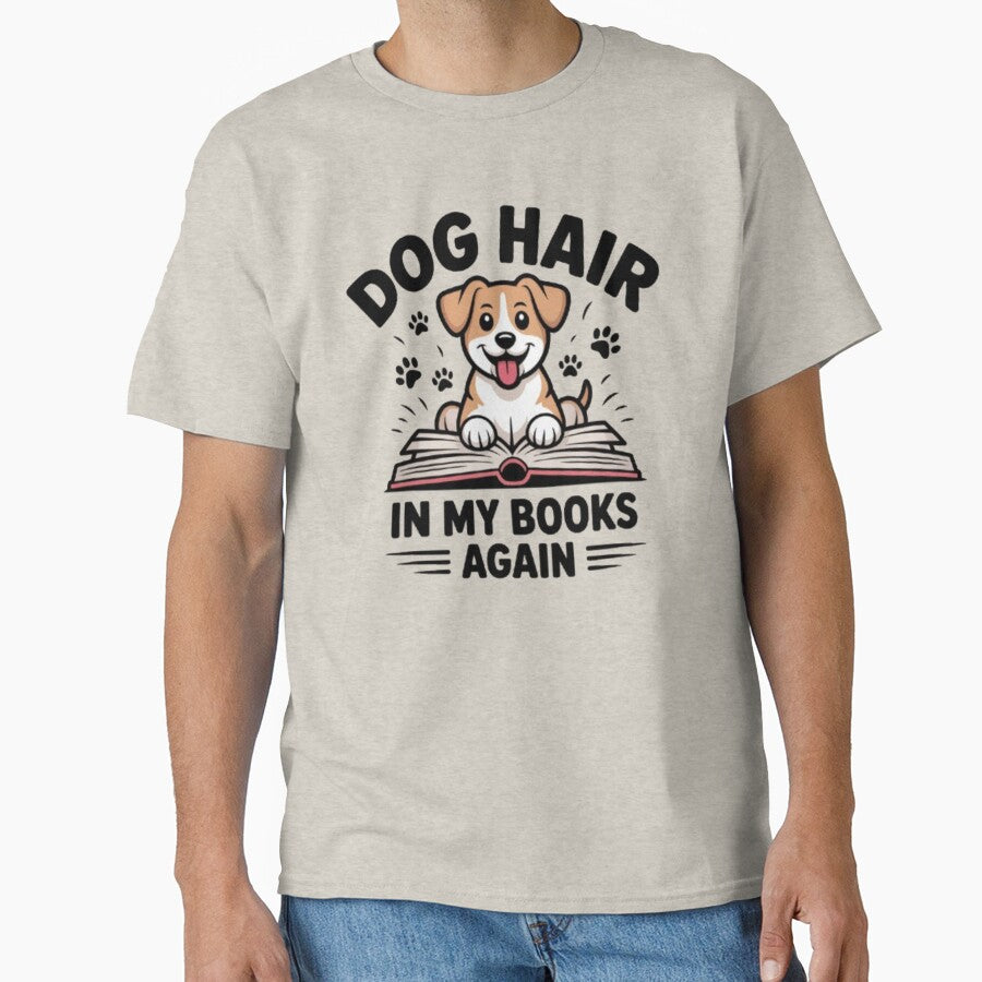 Dog Hair In My Books Again Funny Dog Lover Sticker by KomalArtStudio