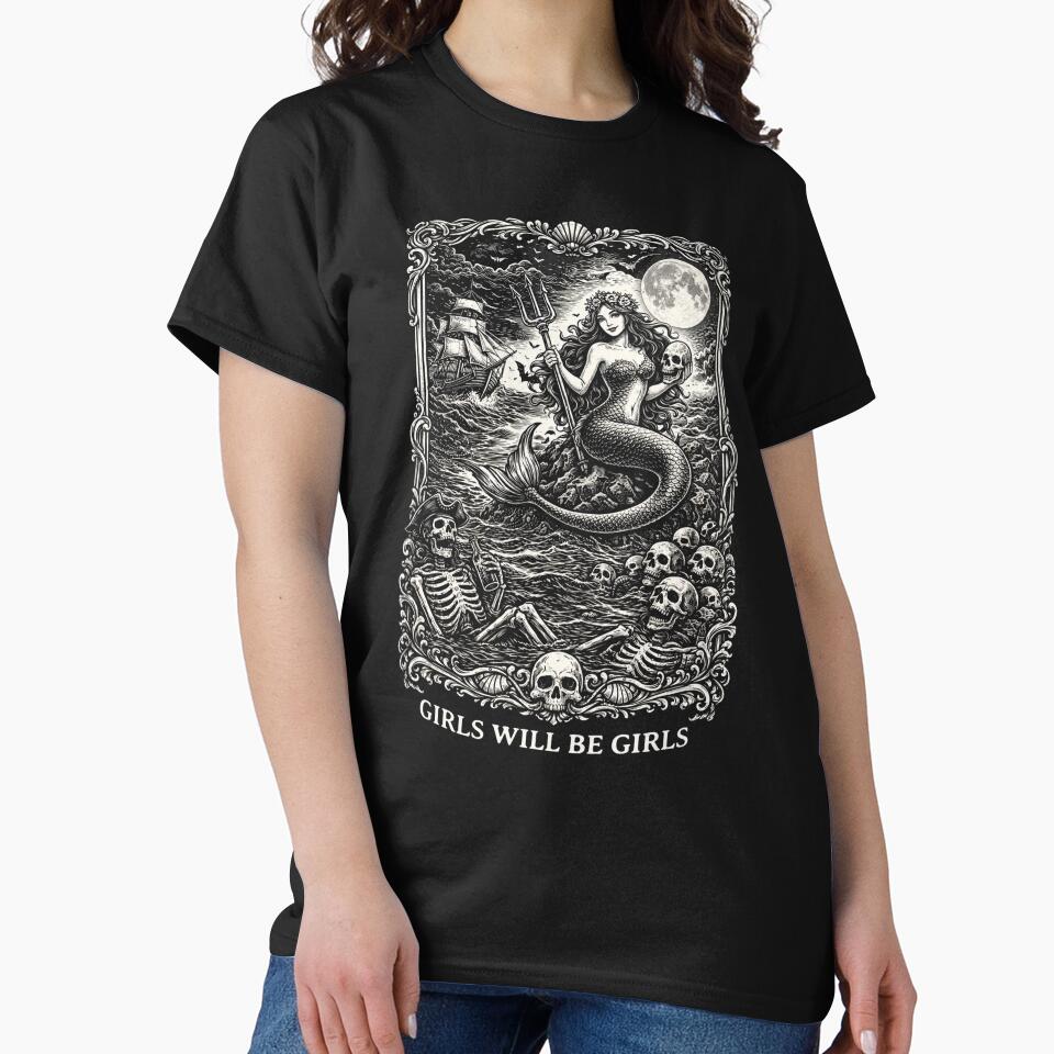 Girl Will Be Girls Female Mytical Mermaid Siren Funny Feminist by Blok45