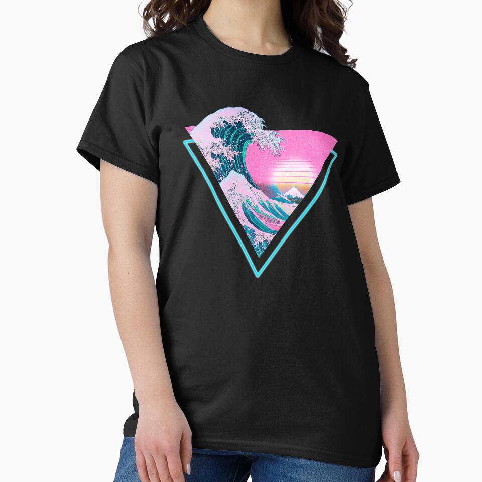 Vaporwave Aesthetic Great Wave Retro Triangle by CoitoCG