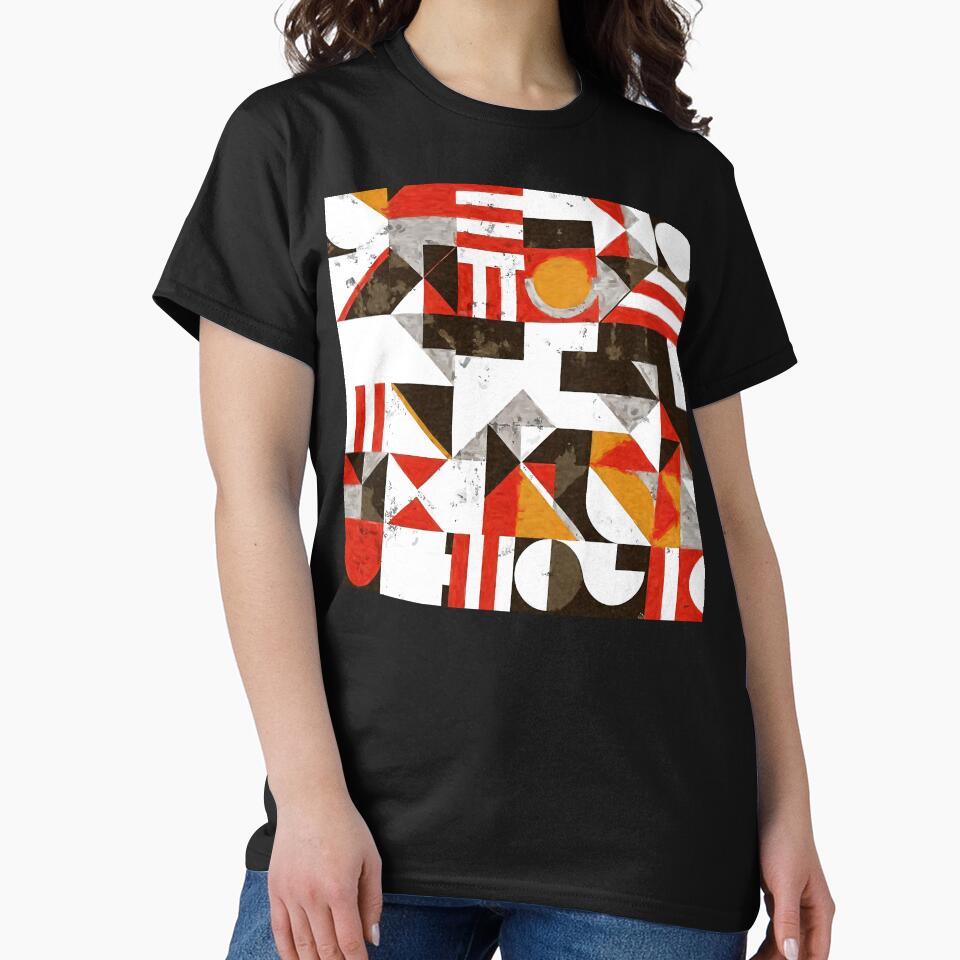 Grunge Bauhaus Modernism Geometric Red, White, Black Abstract by DEC02