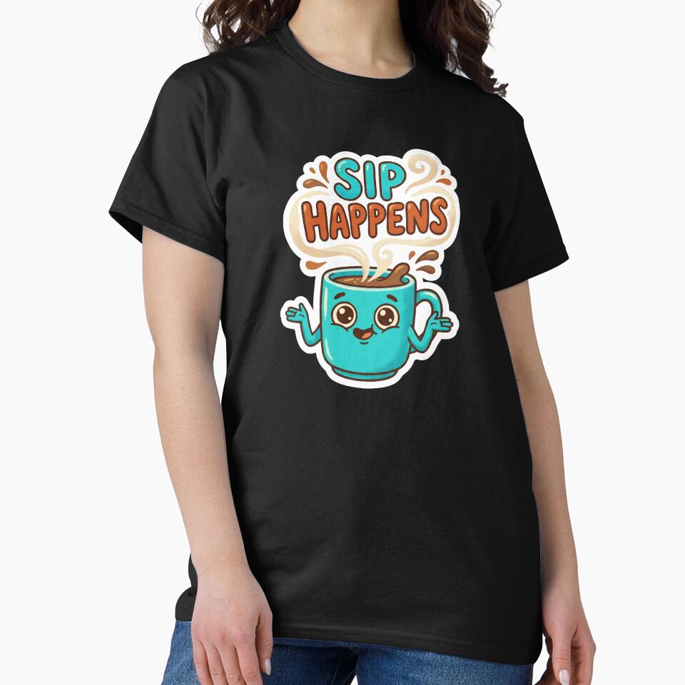 Sip Happens Funny Cute Coffee Mug by Sketchlegacy