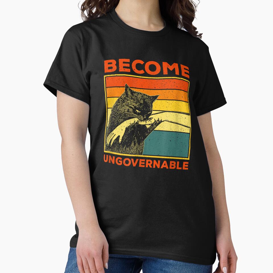 Become Ungovernable - Black Cat Biting Hand Funny by PetPanache