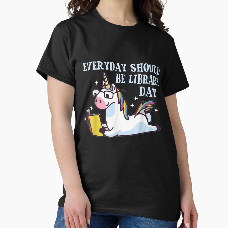 Cute Unicorn Reading Book Librarian Lover Library 2019 Gift T Shirt by ShayDuffin