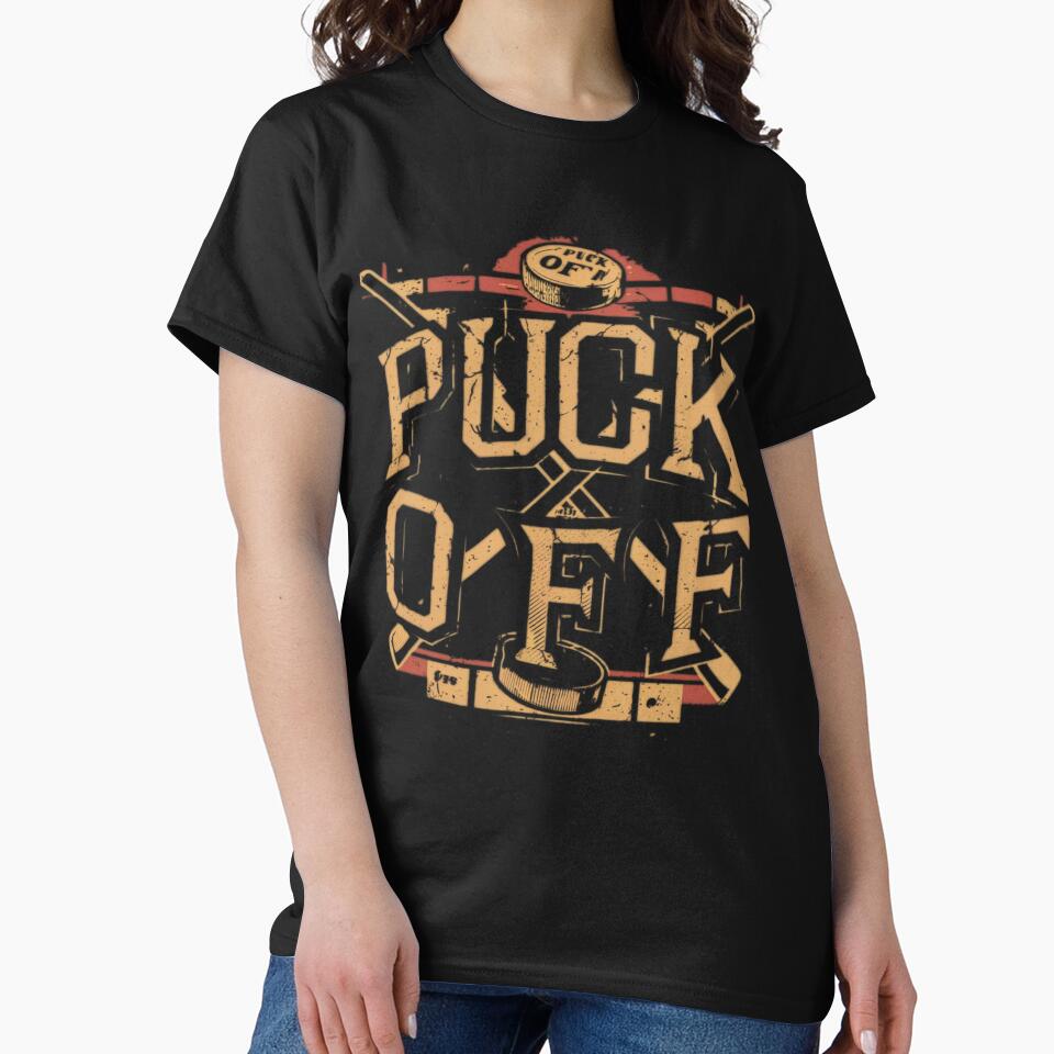 Black Puck Off Funny Hockey Pun funny by Youpiworld