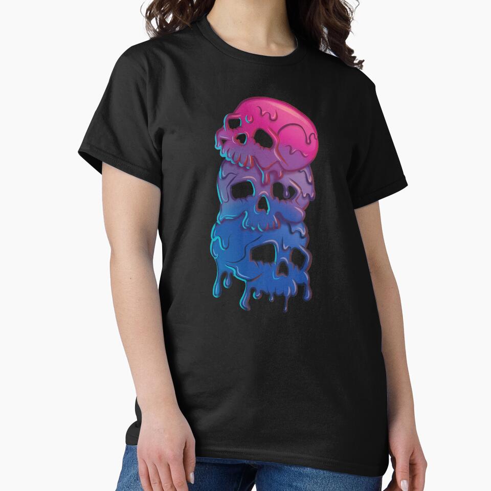 Bi Pride Flag Goth Skull Tower Bisexual by Irene Koh