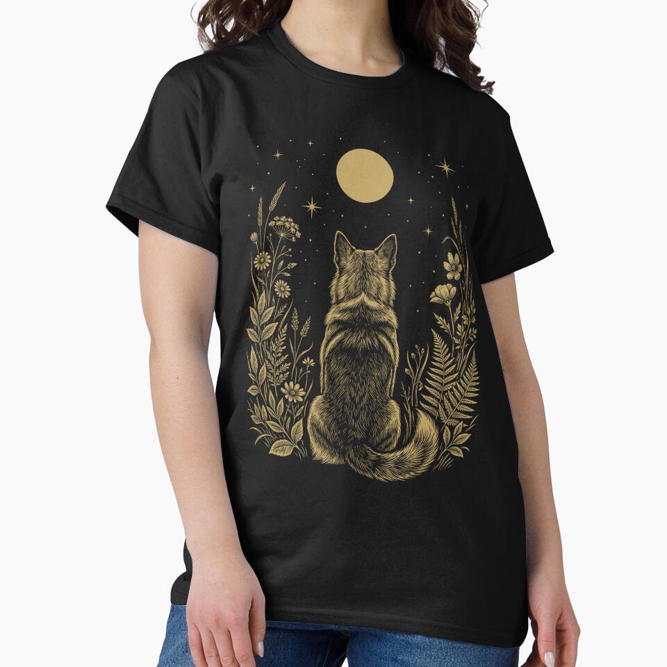 Swedish Vallhund Moon Night Flower Minimalist Boho Dog Lover by DoodleTortle