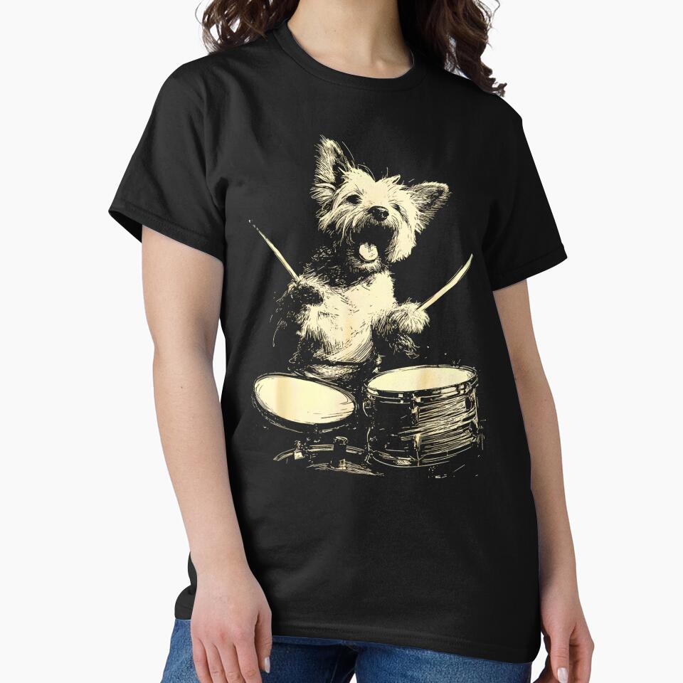 Cute Maltese Playing Drums Funny Music Dog Drummer by FerminVigo