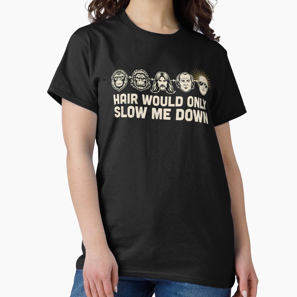 Hair Would Only Slow Me Down Dad Humor Classic Dad Joke Bald Dad by Redgiant87x