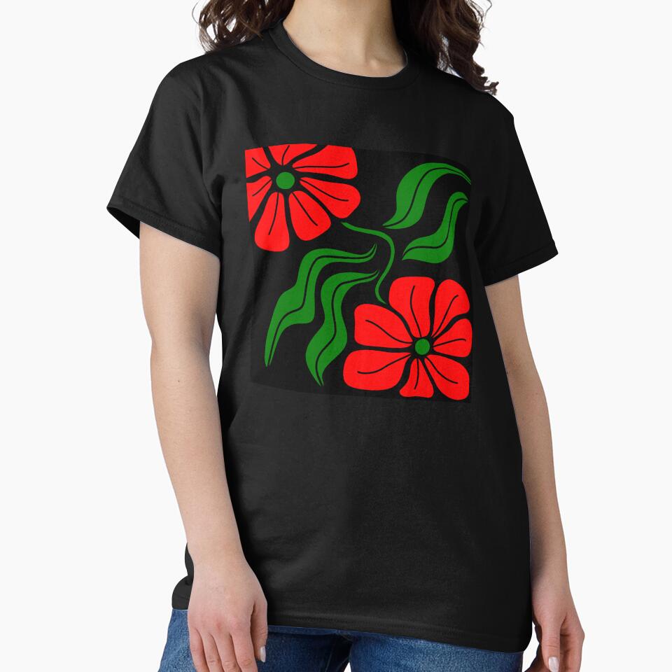 Red And Green Boho Flowers Minimalism Design by Sartoris Art
