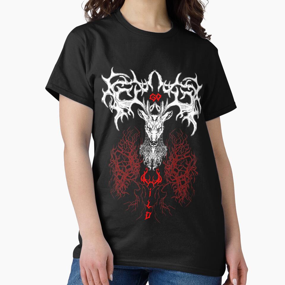 Dark Animal Deer T-Shirt "Go Wild - 4 " by Damyanoman_Art