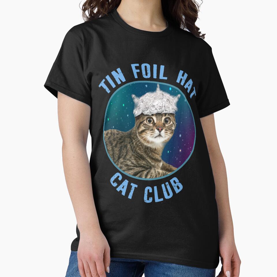 Tin Foil Hat Cat Club Conspiracy Theory Kitty Space Funny by funnytshirtemp