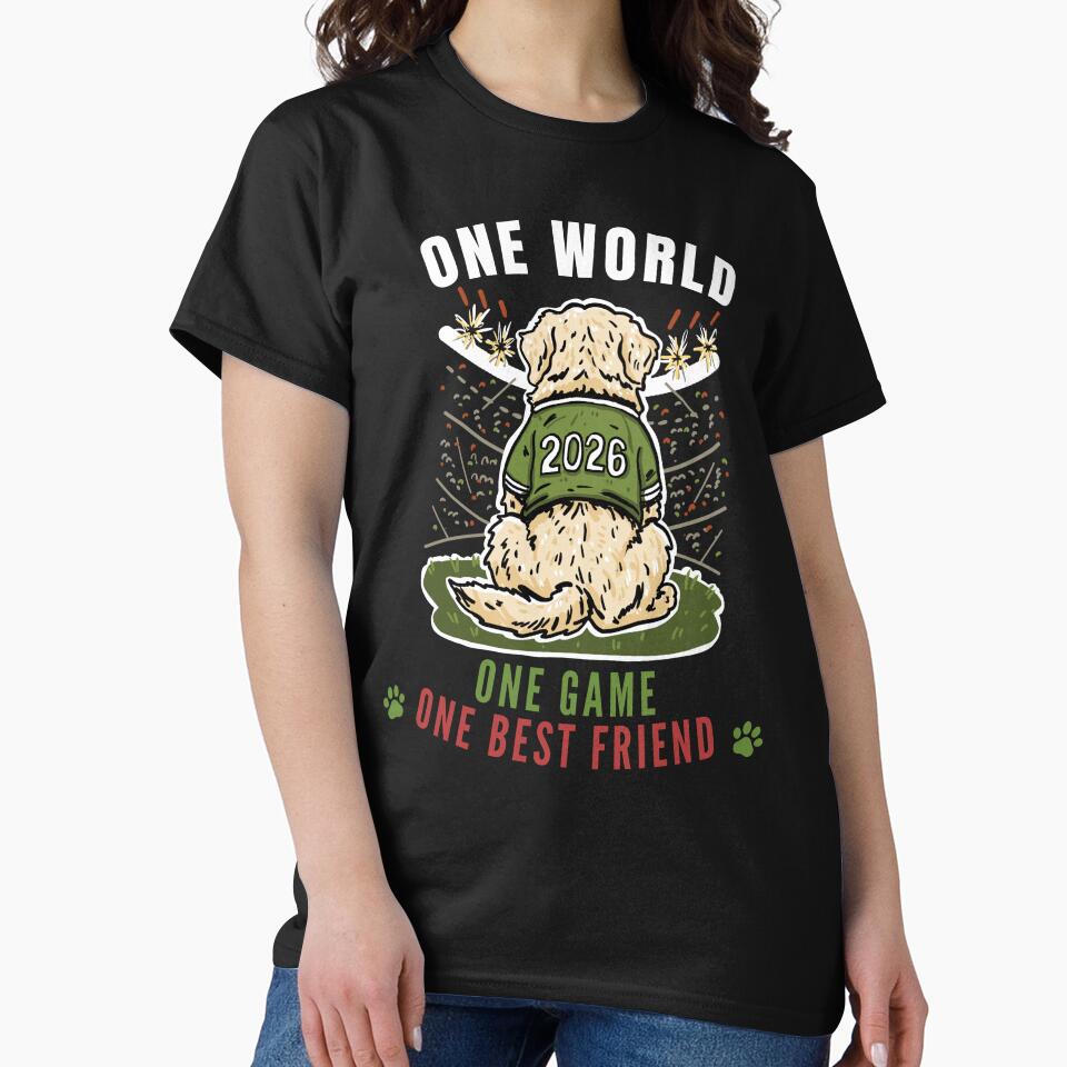 Golden Retriever Soccer Fan Dog - One World One Game 2026 by Volta Studio