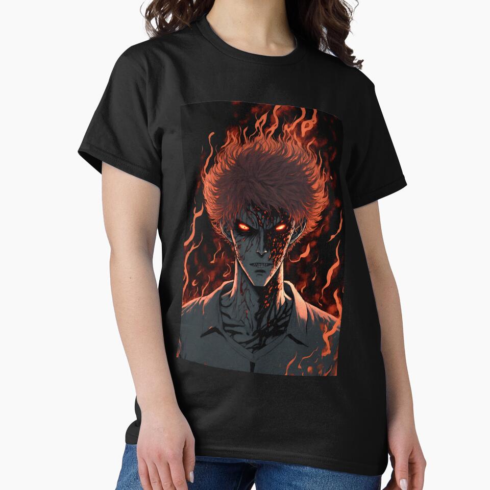 Anime Demon Student with Fire hair by Bubblebuk