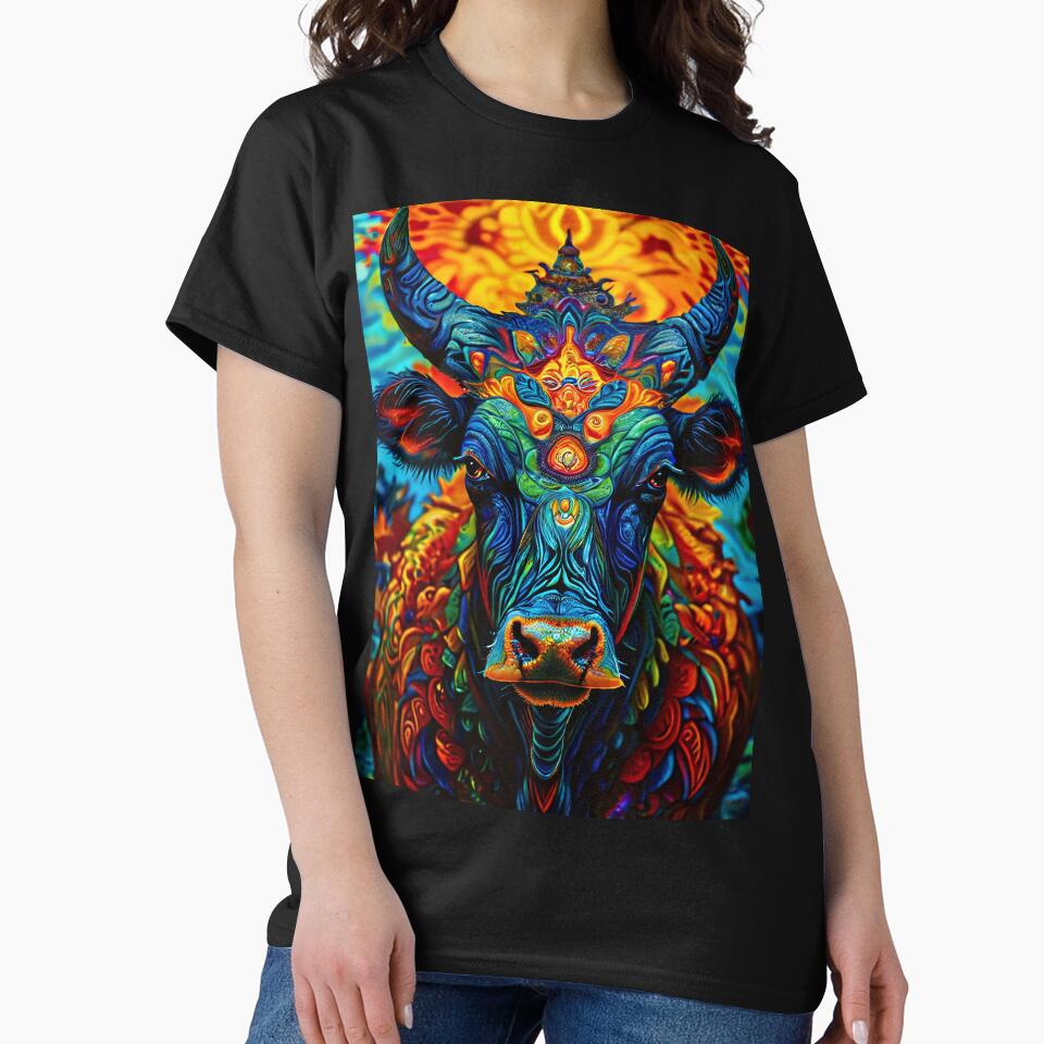 Psychedelic cow in vibrant colors by Mianku | Für das Leben