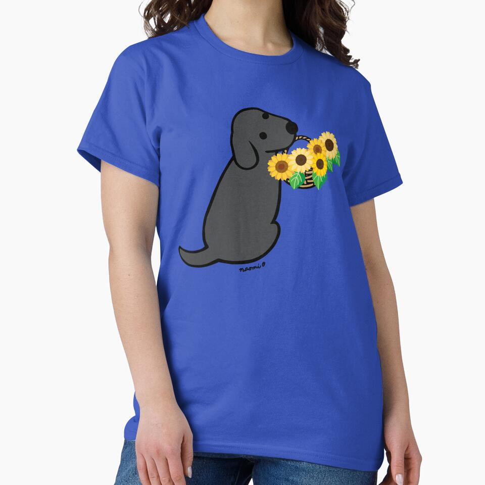 Black Labrador and Sunflower Basket by HappyLabradors