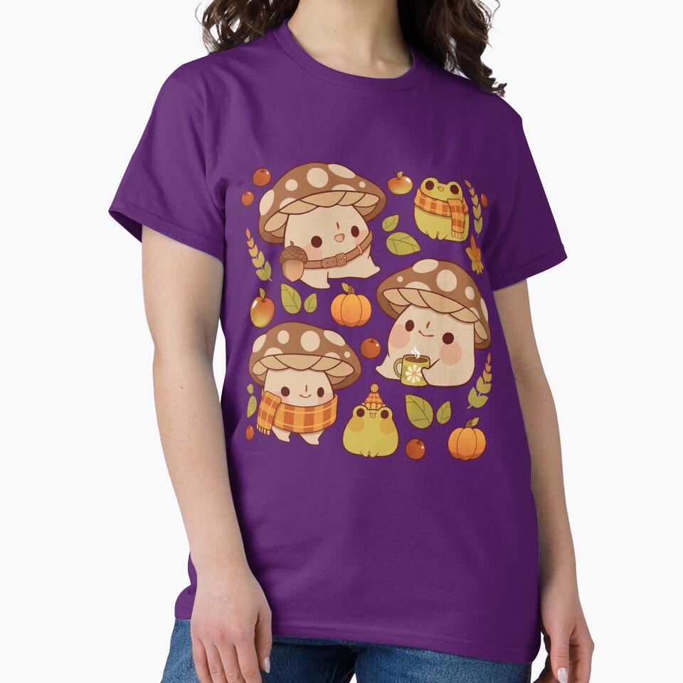 Cute mushroom and froggie fall - creme by Rihnlin