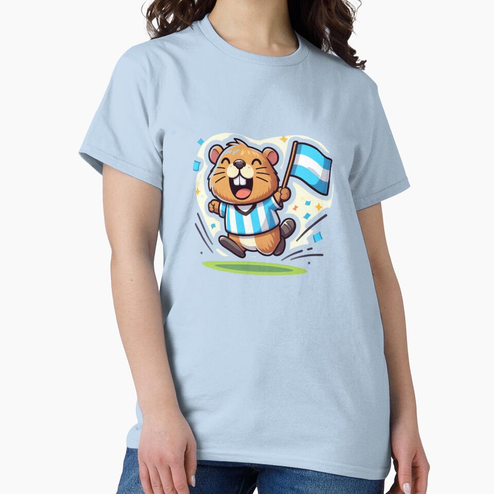 Cute Argentina Capybara Soccer Fan Sticker | Funny Football Supporter Animal Cartoon | Capybara Mascot Gift by gkhanco