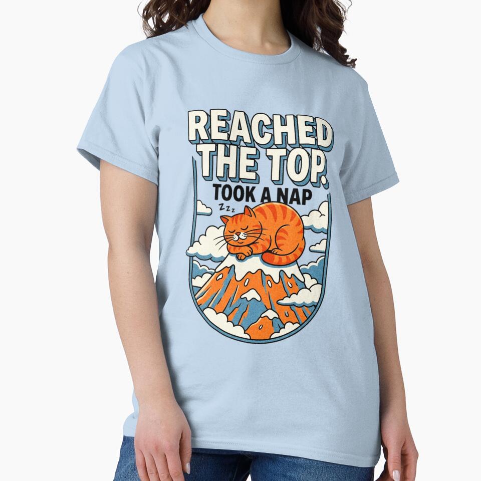 Peak Lazy Reached The Top Took A Nap Cat Graphic — Funny Lazy Cat Humor by SkTee2k