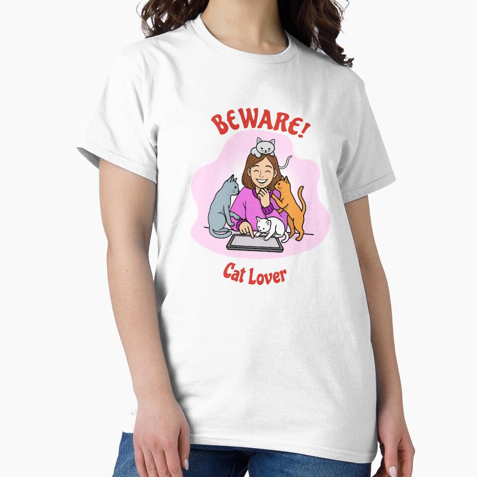 Beware! Cat Lover Girl | Cute Pet Art by Lily's World