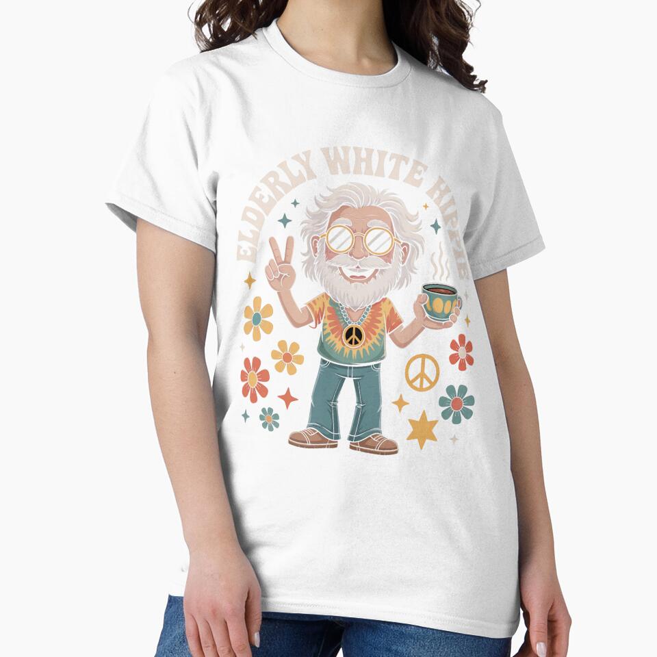 Elderly White Hippie Retro Design – Peace and Love Vintage Style by PosiMCreations