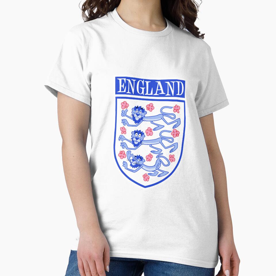Three lions 3 lions with English pink tudor roses, plus cartoon panther on a blue shield by jimmy-digital