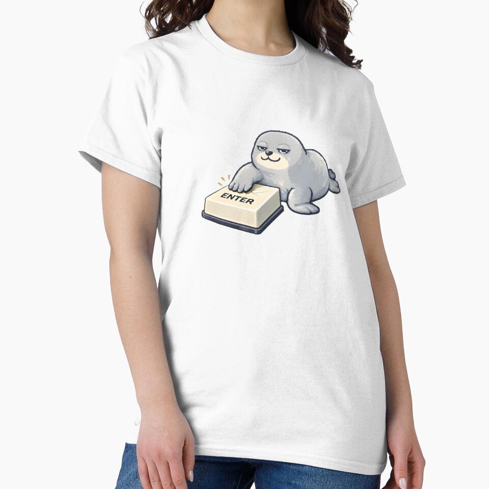Seal Pressing Enter Key – Funny Tech Humor Keyboard Design by BriyaSol