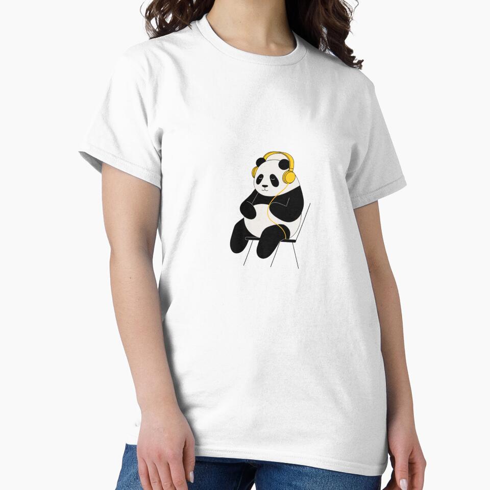 Panda minimalista escuchando musica by PandArtStudio