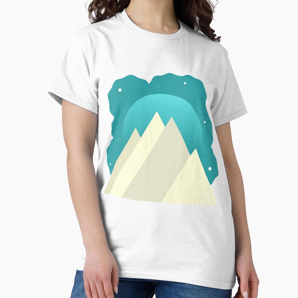 WHITE MOUNTAINS TEAL NIGHT SKY - WINTER VERSION MINIMALIST ILLUSTRATION Teal BG by MiraiDesigns by miraidesigns