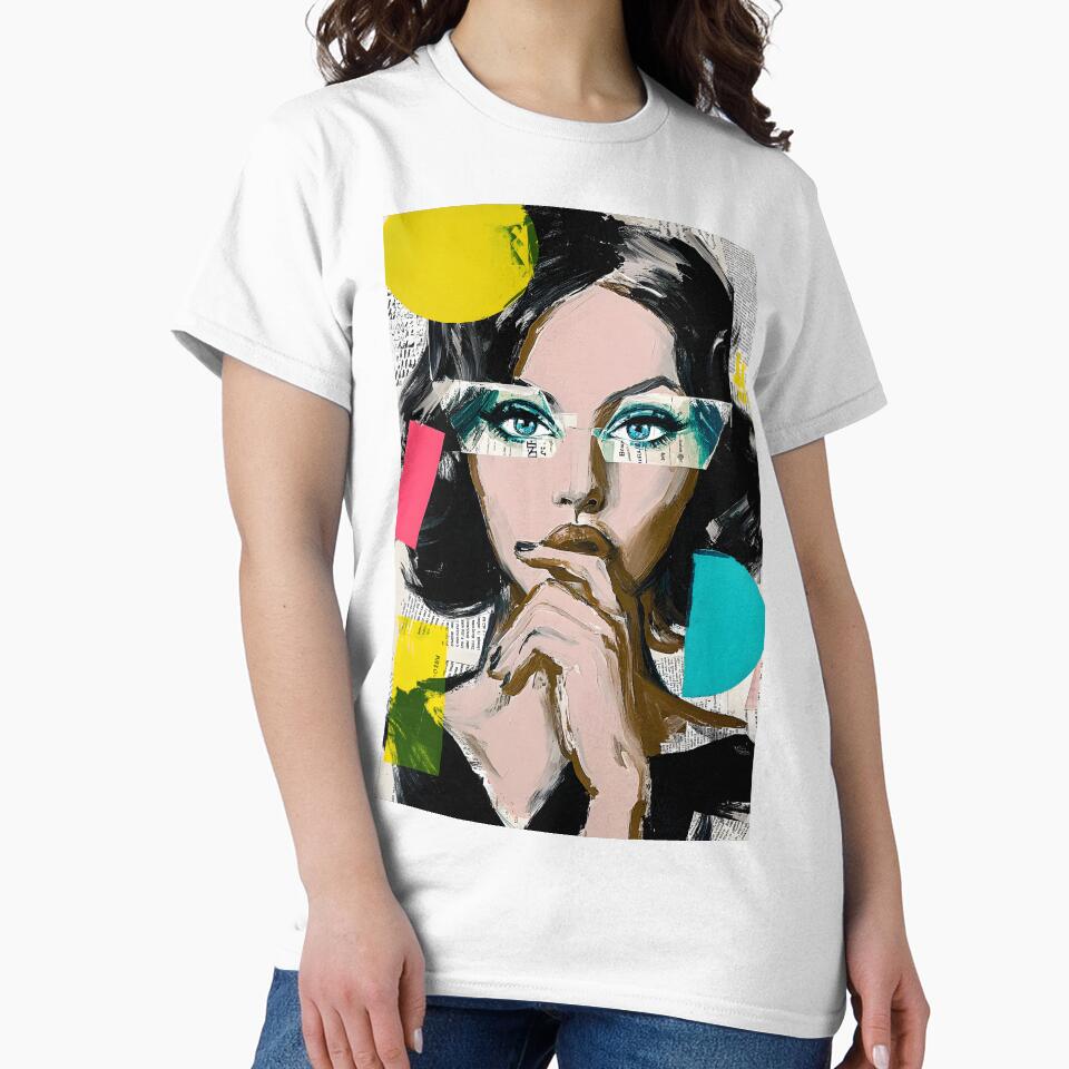 Explore Modern Expression with a Thoughtful Woman Amidst Vibrant Geometric Shapes by OlfactoART Studio
