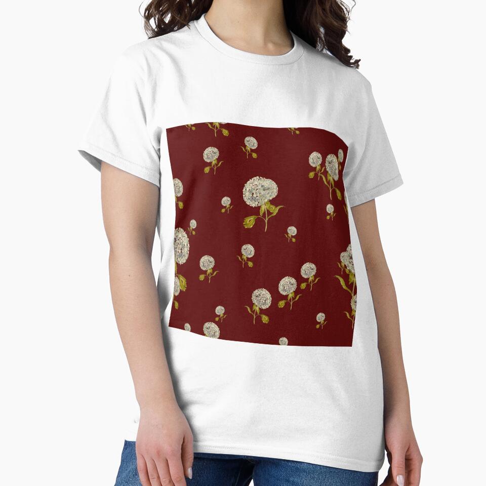 Hydrangea flower cute ornate pattern a watercolor red by Yana Mustafina | Boho Soulful Designs