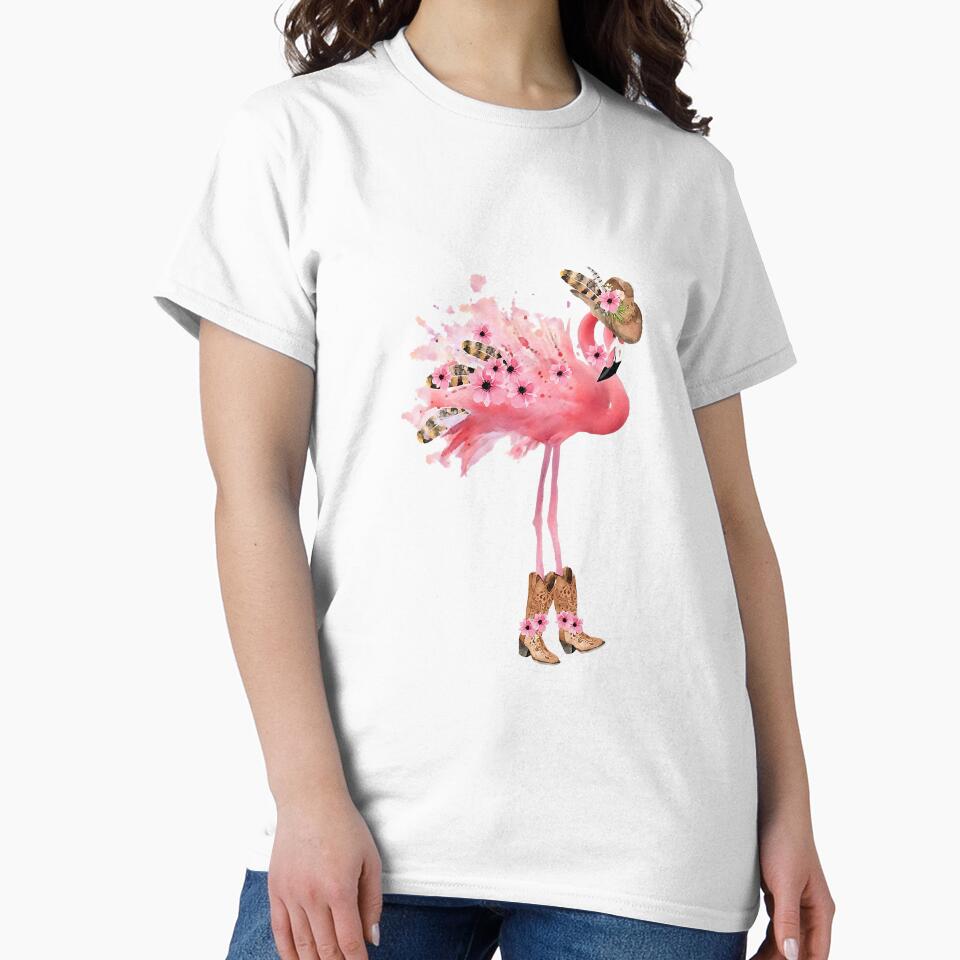 Western Boho Cowgirl Flamingo Print by YesterDayCheck