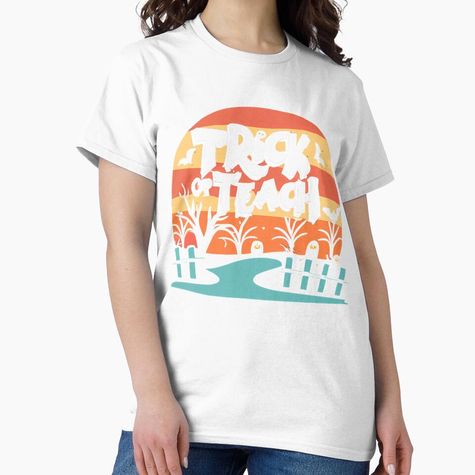 Trick or Teach, Vintage Sunset, Teacher Halloween, School Staff, Lunch Lady, Principal by NearlyNow