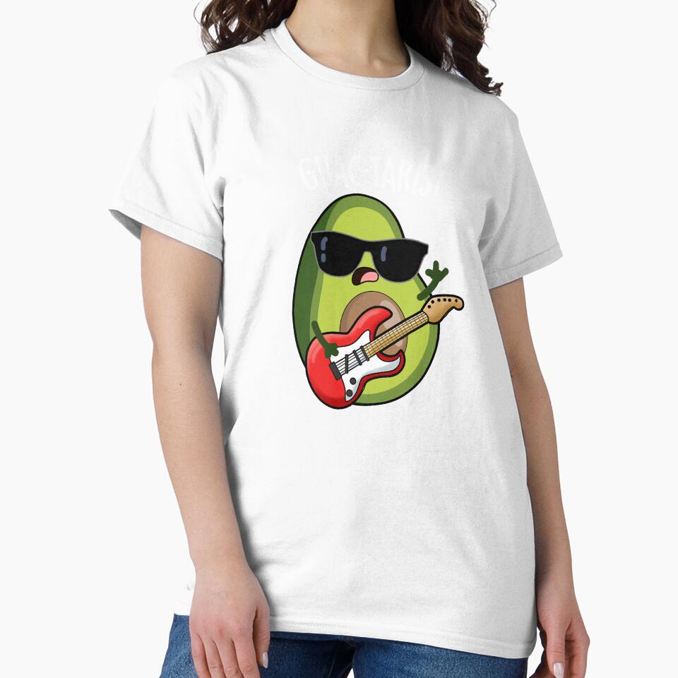 Guac-tarist Funny Avocado Pun (Dark BG) by punnybone