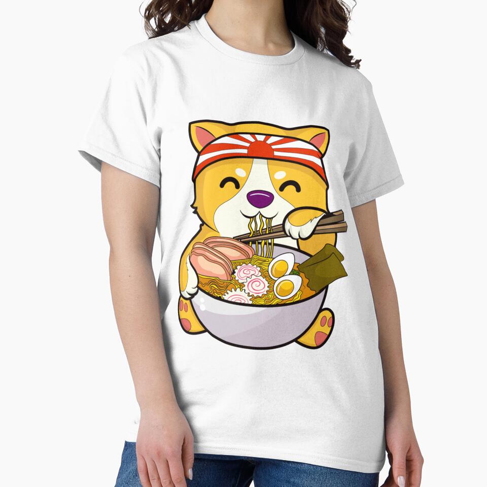 Kawaii Dog Ramen Bowl Funny Anime Noodles Puppy by PalmMurrdg